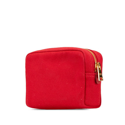 Prada Canapa Logo Canvas Leather Pouch
