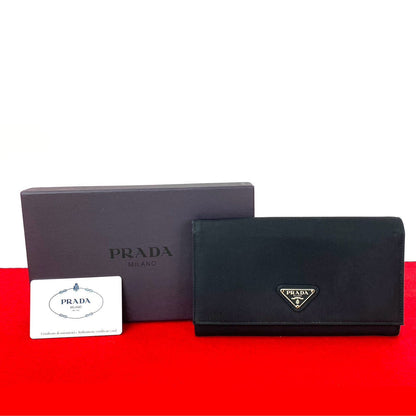 Prada Nylon Saffiano Leather Long Wallet