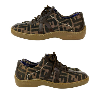 Fendi FF Zucca Leather Canvas Sneakers