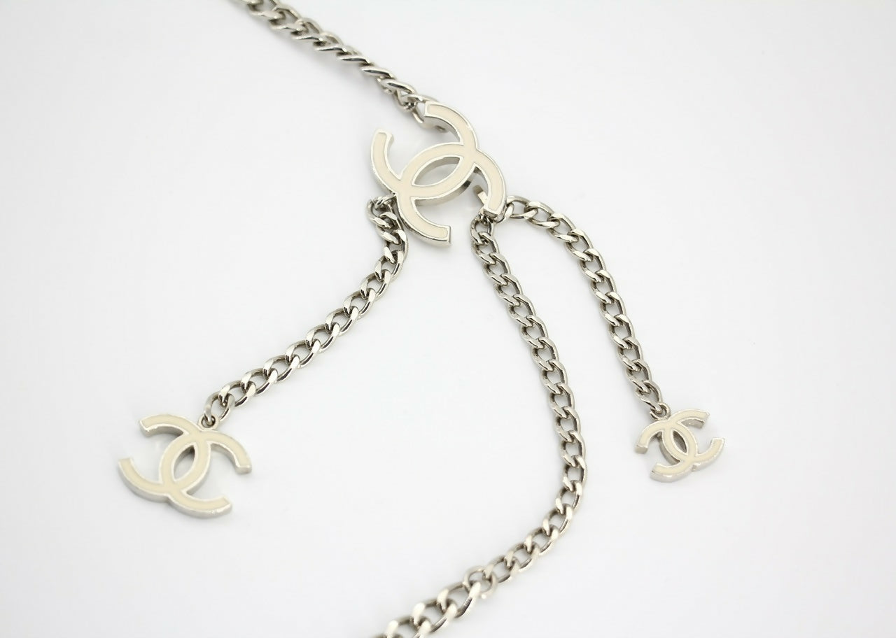 Chanel Vintage 05V Metal White Three CC Waist Chain