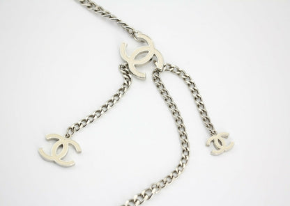 Chanel Vintage 05V Metal White Three CC Waist Chain