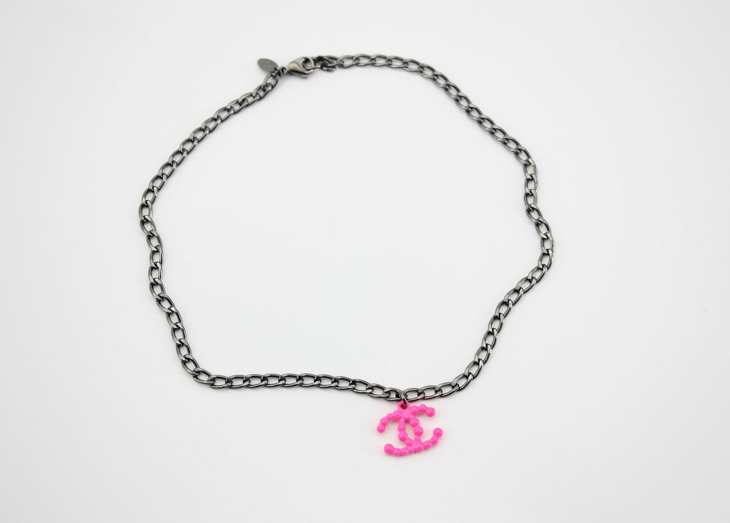 Chanel Vintage 04A Resin Fluorescent Pink CC Necklace