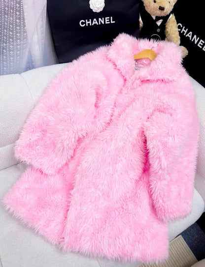 BALENCIAGA Pink Teddy faux-fur jacket size 32