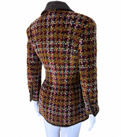 Chanel Vintage 1992 Tweed Leather Jacket