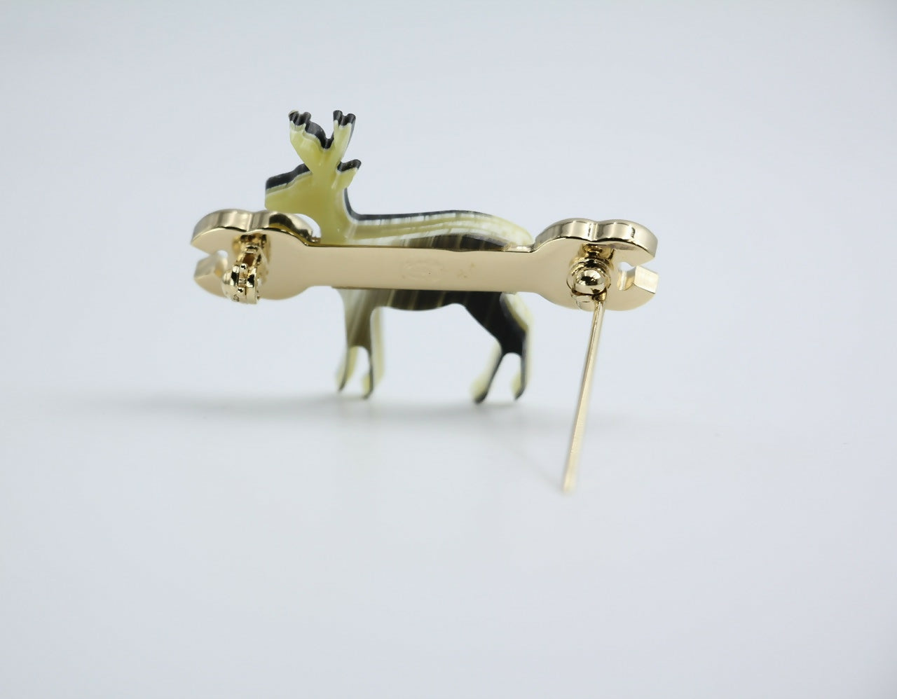 Chanel Vintage 01A Metal Dark Green Gradient Deer Brooch