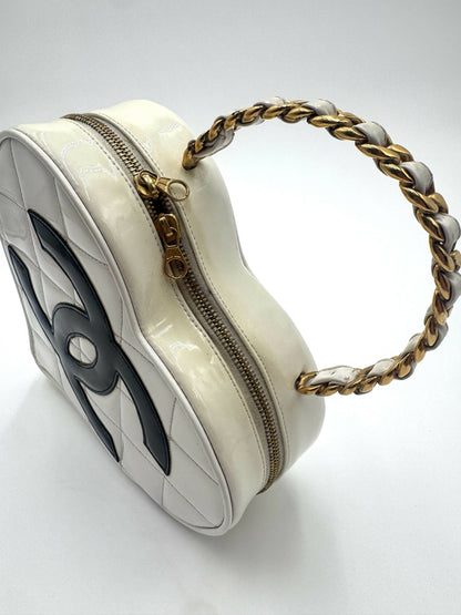 Chanel 1995 Vintage Barbie Heart White Vanity Bag