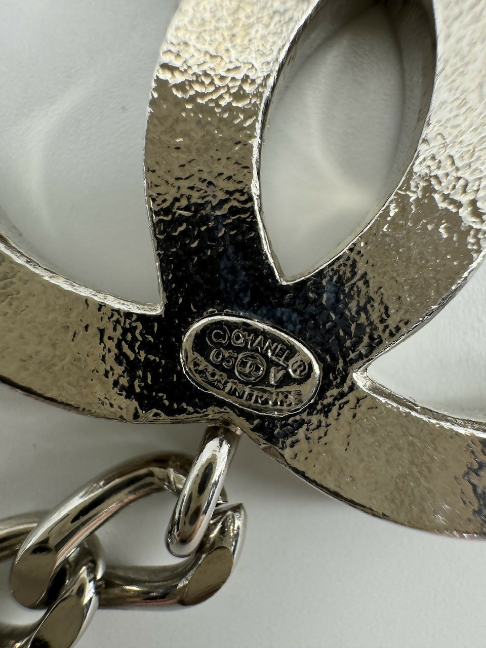 Chanel Vintage 05V Metal White Three CC Waist Chain