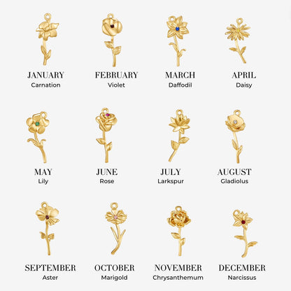 Birth Flower Charm Necklace