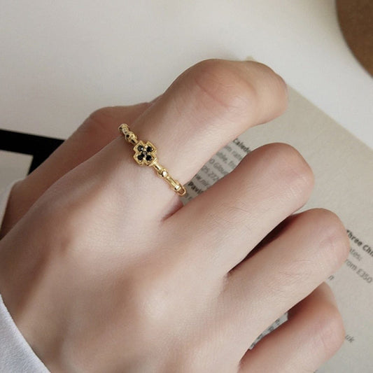 Black Crystal Cross Ring