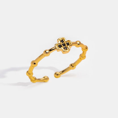 Black Crystal Cross Ring