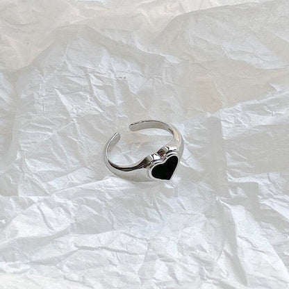 Black Heart Sterling Silver Ring