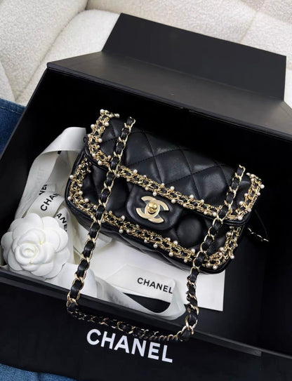 Chanel limited edition pearl leather CF chain bag