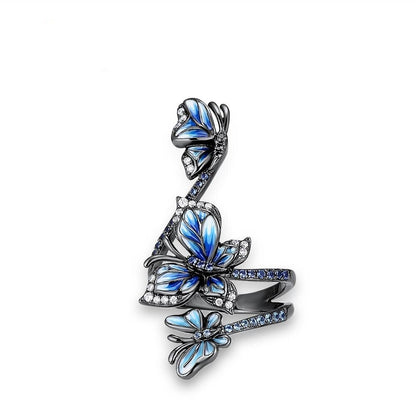 Blue Crystal Butterfly Ring