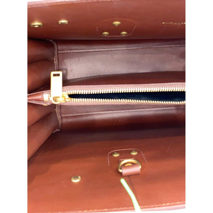 YVES SAINT LAURENT Sac de Jour Embossed Leather Satchel Bag Chocolate Brown