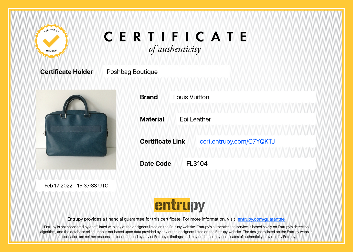 Louis Vuitto Porte-Documents Epi Leather Briefcase Bag