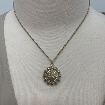 Chanel Gold Round Pearl CC Pendant Necklace (Costume Jewellery)