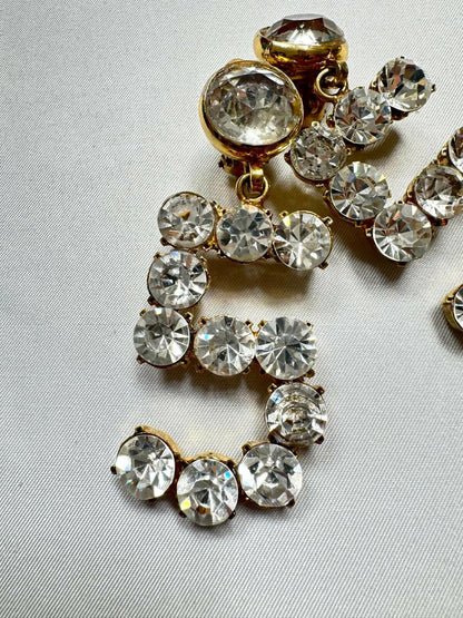 Chanel Rare 1980s Vintage Crystal No. 5 Earrings