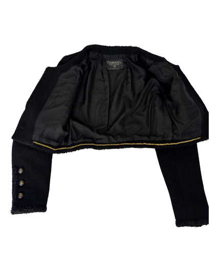 Chanel 95A Black Tweed Cropped Jacket