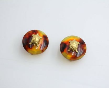 Chanel Vintage 97P Tortoise Shell Clip-on Earrings