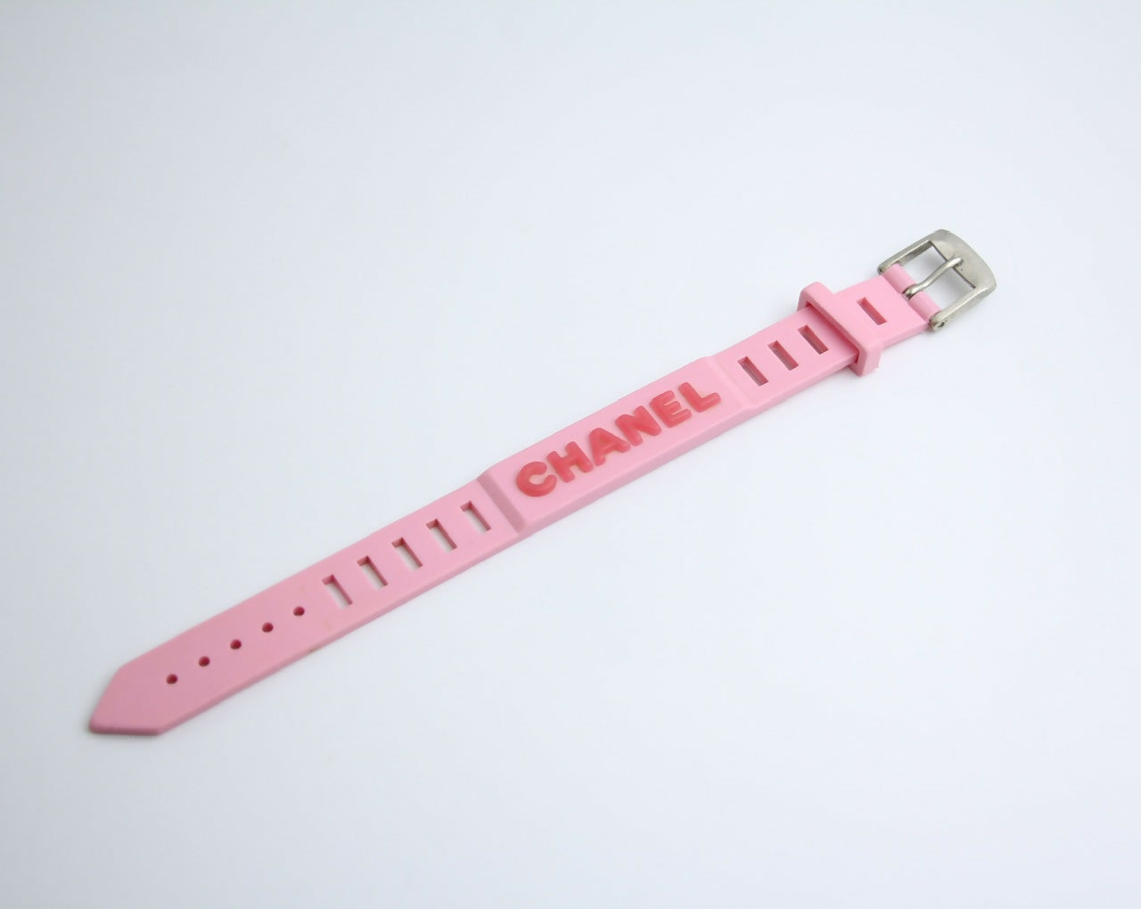 Chanel Vintage 99P Rubber Pink with Peach Wording Bracelet