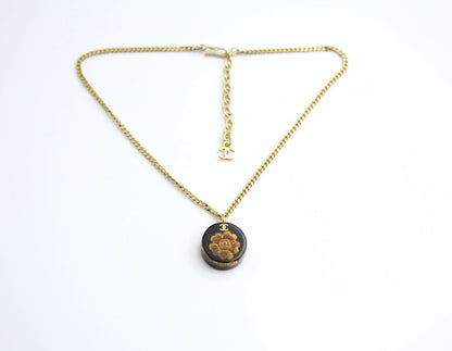 Chanel Vintage 98A Acrylic Dark Brown Camellia Necklace