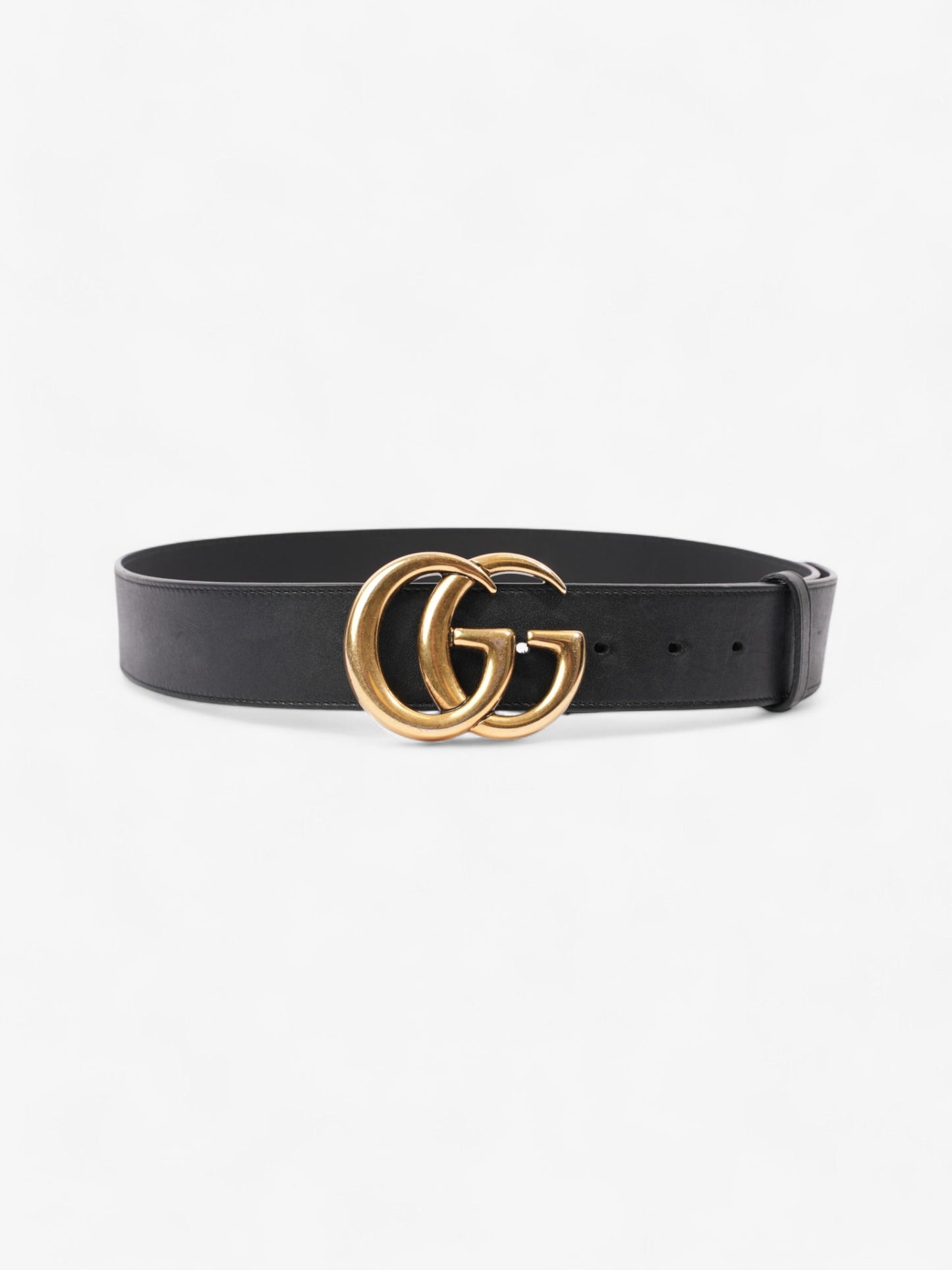 Gucci GG Marmont 2015 Re-Edition Wide Belt Black / Gold Leather 90cm / 36"