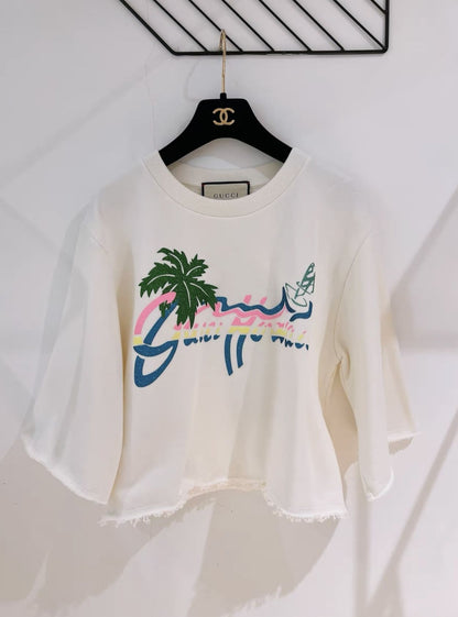 Gucci Hawaiian Series Glitter Print Loose Top