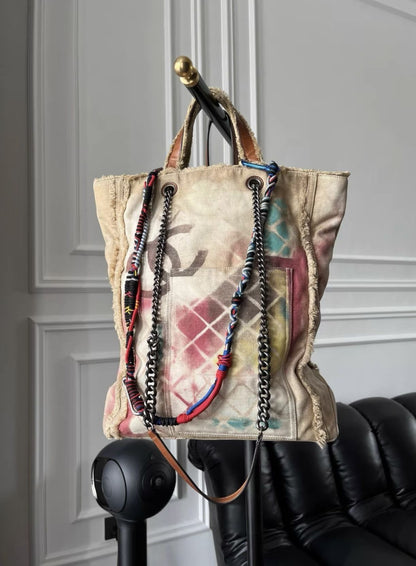 Vintage Chanel graffiti tote bag