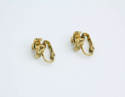 Chanel Vintage 1971-80 Gold-plated Curved Buckle CC Clip-on Earrings