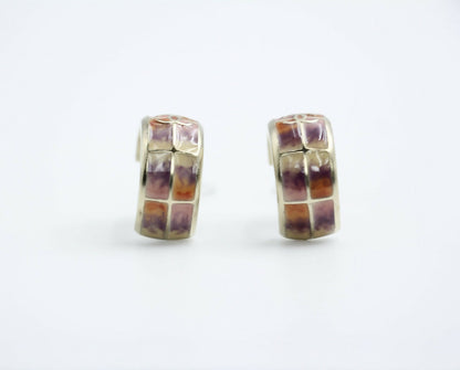 Chanel 16C Metal Purple Gradient Curved Stud Earrings