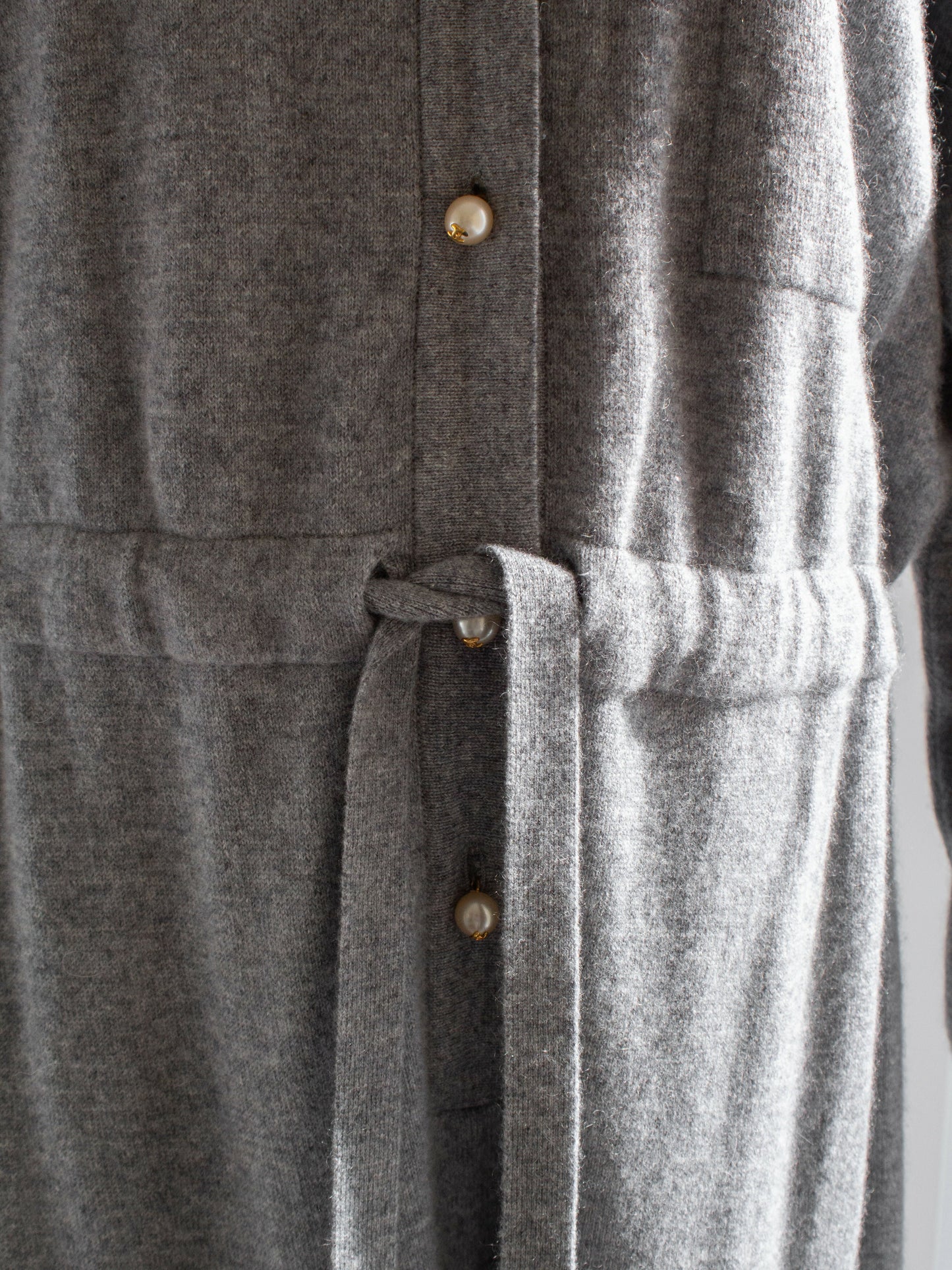 Rare Chanel F/W 1991 Grey White Pearl CC Cashmere Linda 91A Jumpsuit
