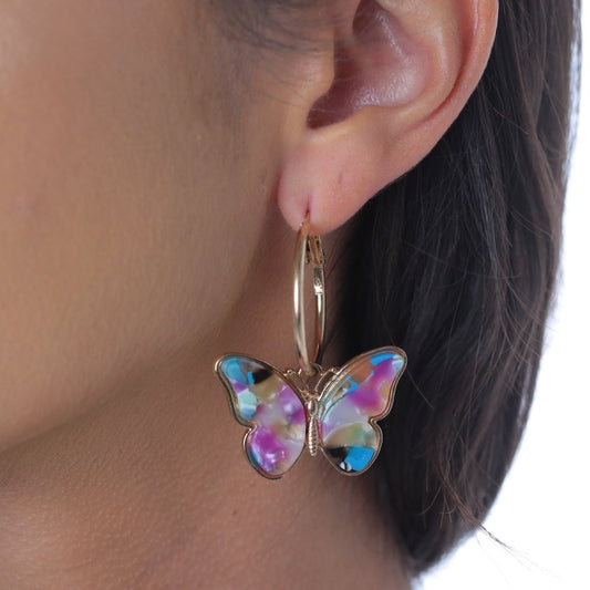 Colorful Glass Butterfly Earrings