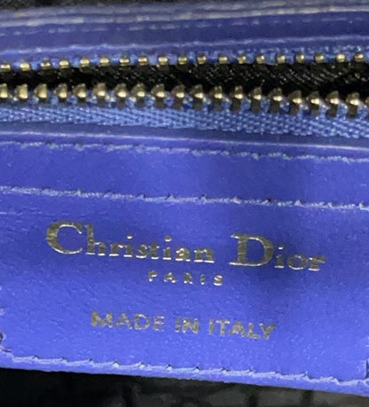 CHRISTIAN DIOR Large Lady Dior Lambskin Leather Shoulder Bag Blue