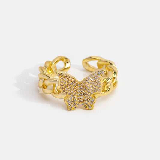 Crystal Butterfly Chain Ring