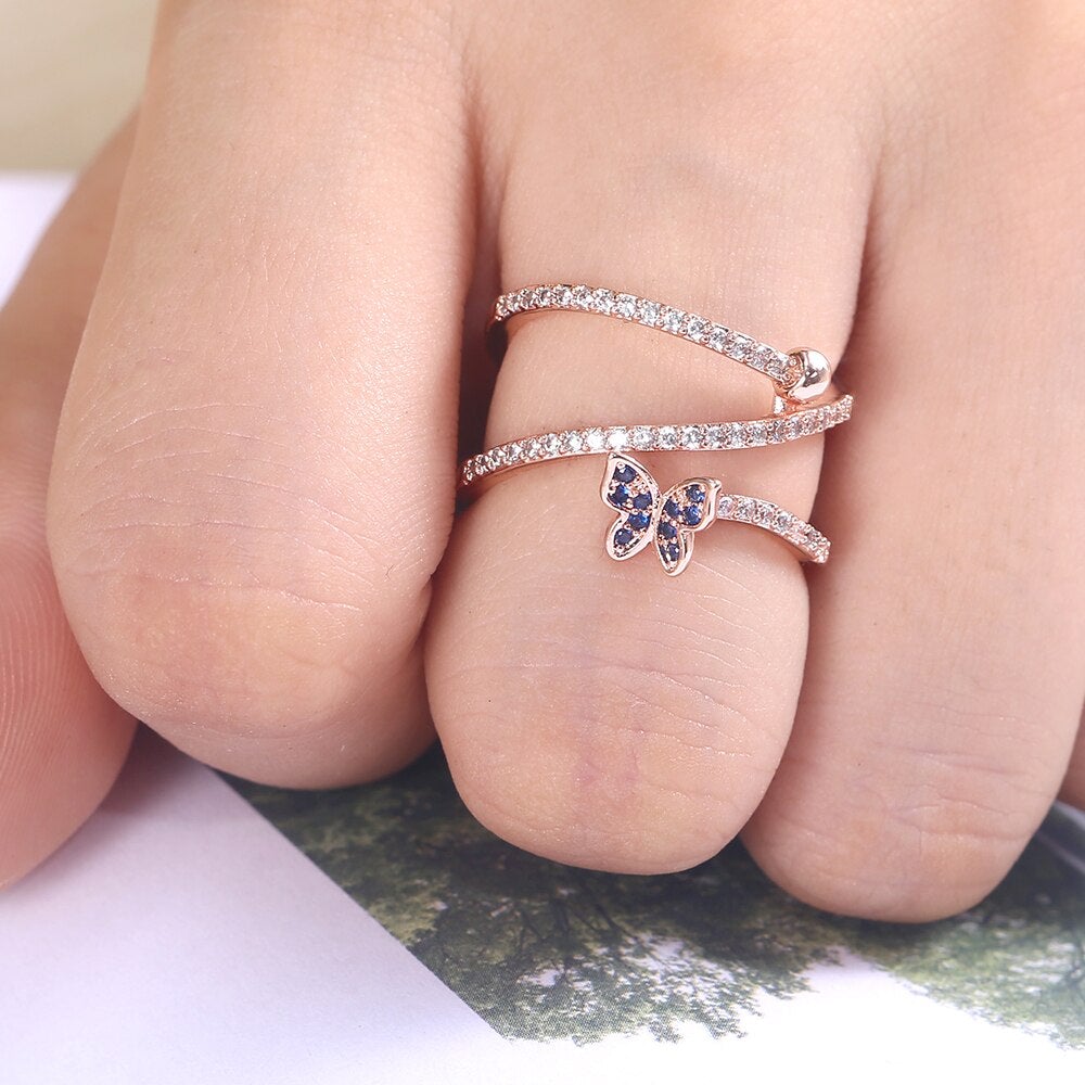 Crystal Butterfly Twist Ring
