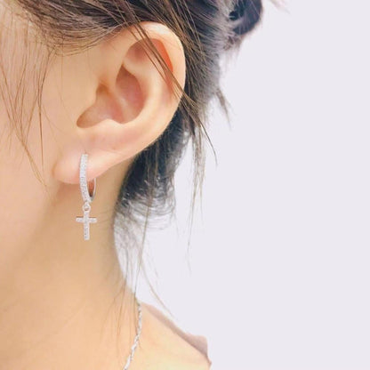 Crystal Cross Drop Earrings