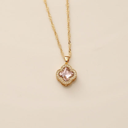 Crystal Four-Leaf Clover Pendant Necklace