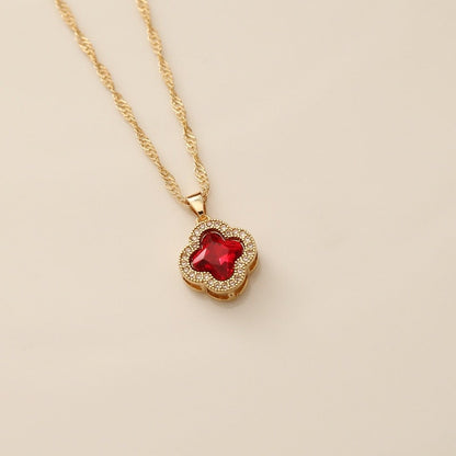 Crystal Four-Leaf Clover Pendant Necklace