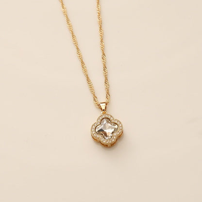 Crystal Four-Leaf Clover Pendant Necklace