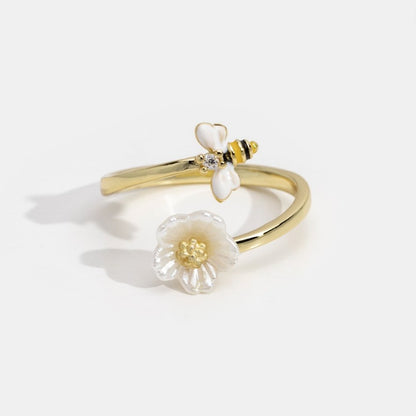 Crystal Honeybee Flower Ring