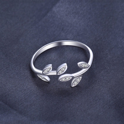Crystal Leaf 925 Sterling Silver Ring