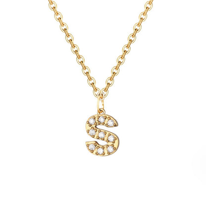 Crystal Letter Charm Necklace