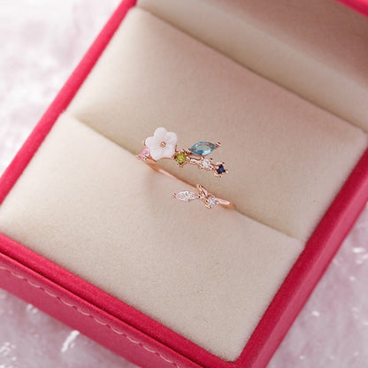 Crystal White Blossom Rings