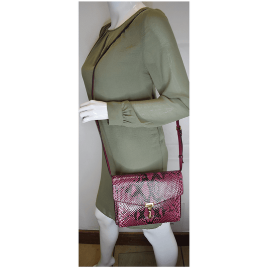 BURBERRY Macken Small Python Leather Crossbody Bag Magenta