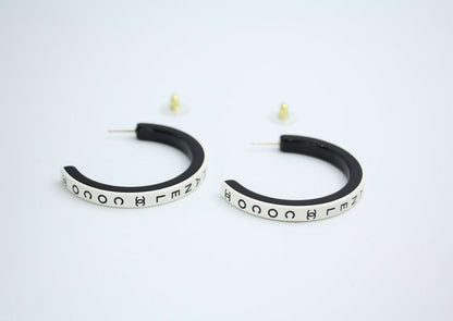 Chanel B22S Resin White Curved COCO Mark Hoop Stud Earrings