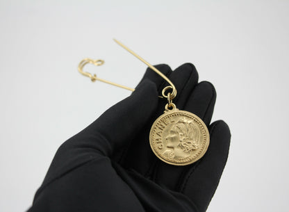 Chanel Vintage 03P Metal Ms Coco Coin Motif Brooch