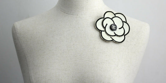 Chanel Vintage 1995 Rubber Spring/Summer White Camellia Brooch