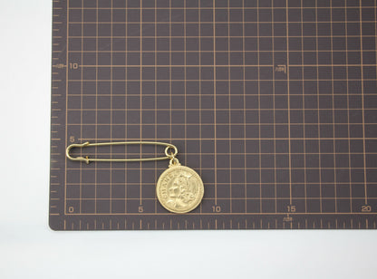 Chanel Vintage 03P Metal Ms Coco Coin Motif Brooch