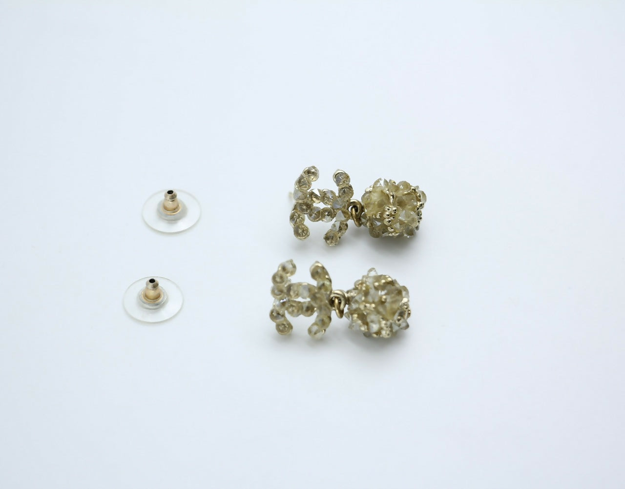 Chanel A12A Metal Engraving Vintage Concave Stud Earrings