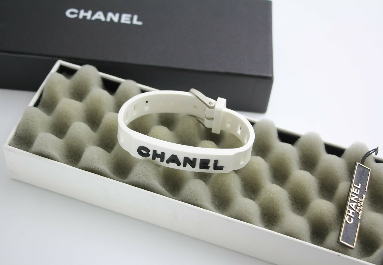 Chanel Vintage 99P Rubber Pink with Peach Wording Bracelet